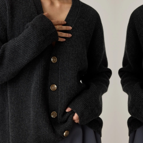 Quince Mongolian Cashmere Fisherman Boxy Cropped Cardigan Sweater - Picture 2 of 10